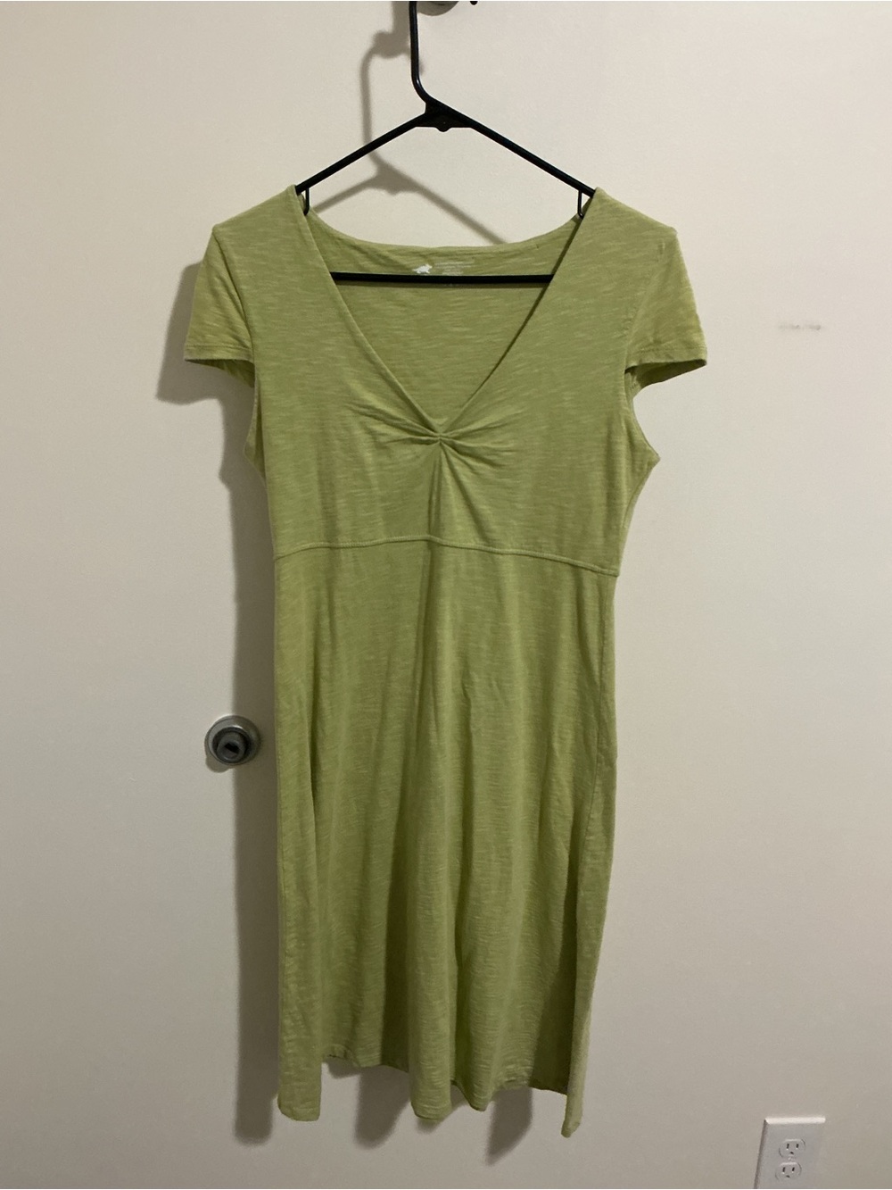 Horny Toad Lime Green Twist-Front V-Neck Dress Organic Cotton Small